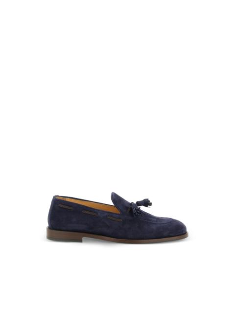 Brunello Cucinelli woven tassel-detail suede loafers