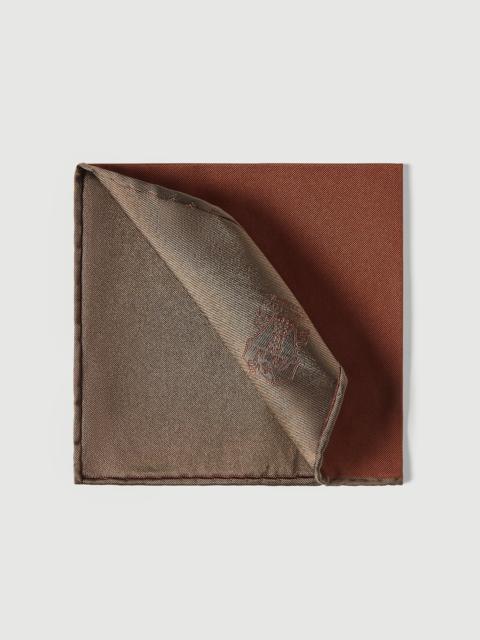 Brunello Cucinelli Silk pocket square with printed logo