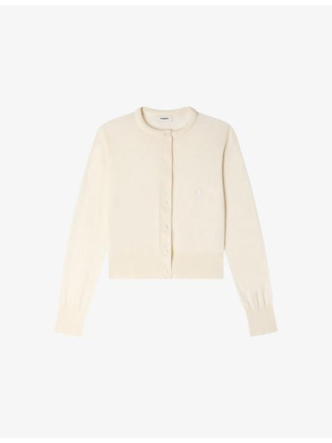 Sandro Cropped Padded-Collar Cotton-Blend Cardigan
