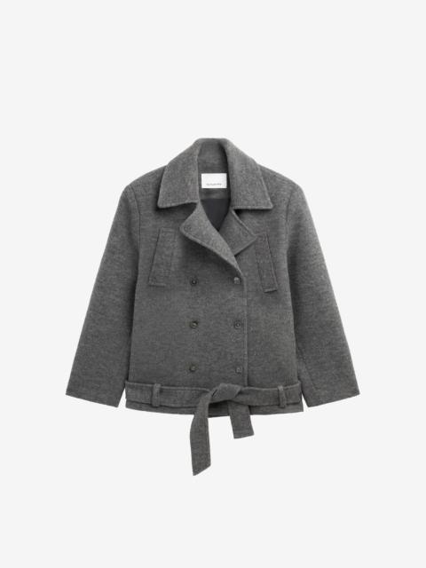 The Frankie Shop Scothern Brushed Wool Peacoat - Grey Melange