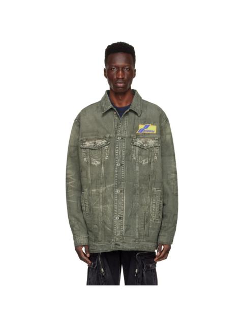 Khaki Jacquard Logo Denim Jacket