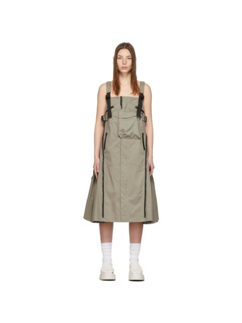 sacai Khaki ACRONYM®  Edition Taffeta Mid-Length Dress