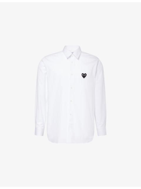 Comme des Garçons PLAY Heart-Embroidered Button-Up Cotton Shirt