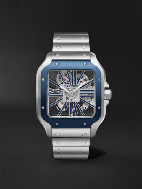 Cartier Santos de Cartier Limited Edition Hand-Wound Skeleton 39.8mm Interchangeable Steel and Rubber Watch,