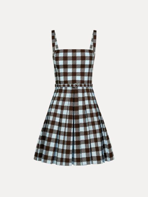 Oscar de la Renta GINGHAM COTTON POPLIN SLEEVELESS DRESS