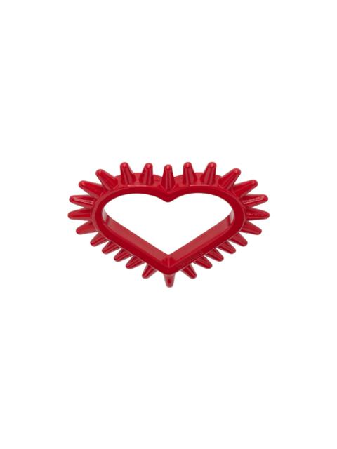 We11done Red Small Spike Heart Ring