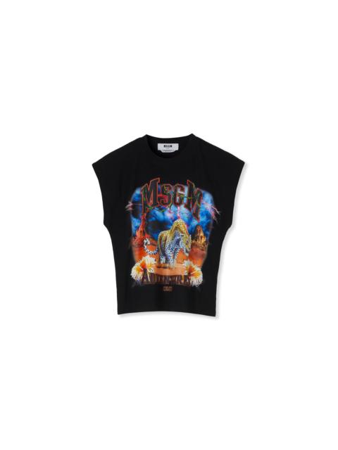 MSGM Sleeveless T-Shirt with "MSGM adventures" graphic