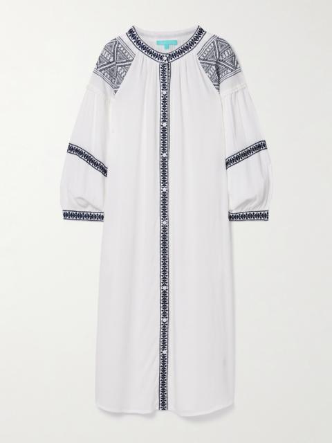 MELISSA ODABASH Ally Belted Embroidered Voile Midi Dress