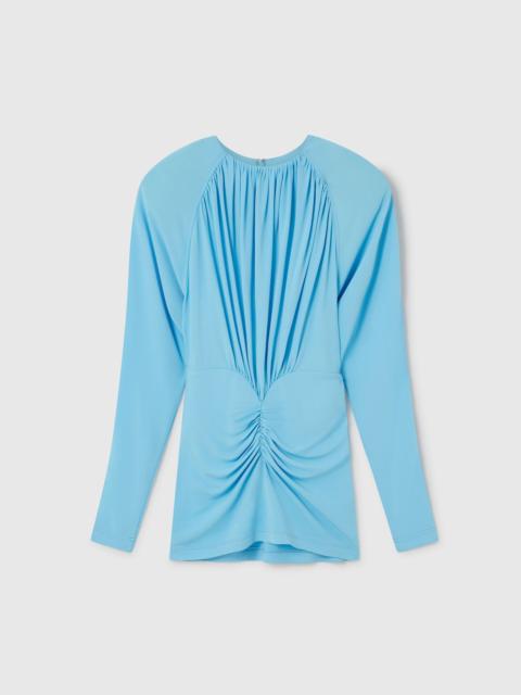 Stella McCartney Pleated Jersey Long-Sleeve Midi Dress