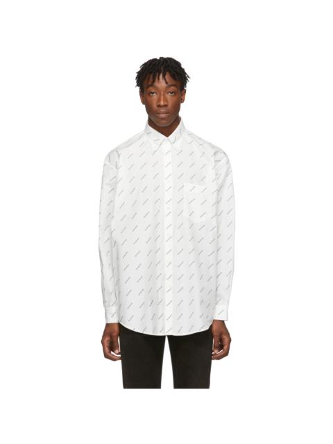 BALENCIAGA White & Black Allover Logo Shirt