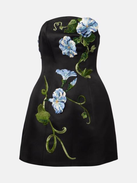 LEO LIN Zaria floral-appliqué bustier dress