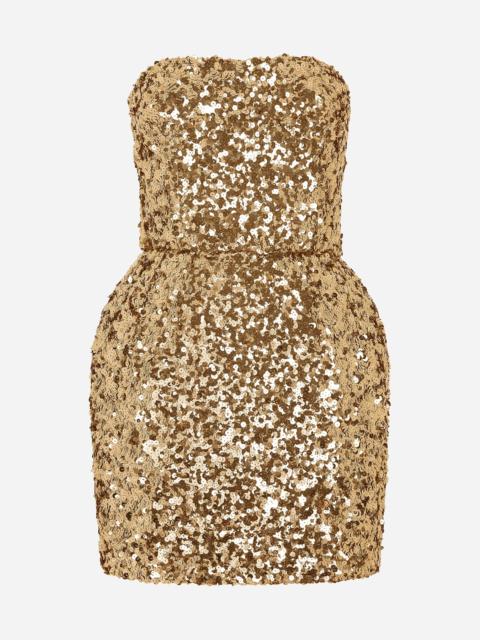 Dolce & Gabbana Short sequined strapless dress