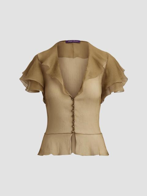 Ralph Lauren Women's Kristina Crinkle Chiffon Blouse - Porcini