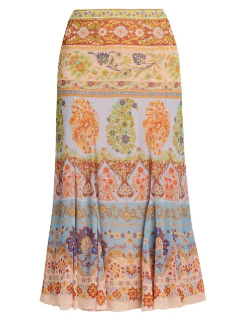 Etro Women's Paisley Godet Midi-Skirt - Printed Azure Base