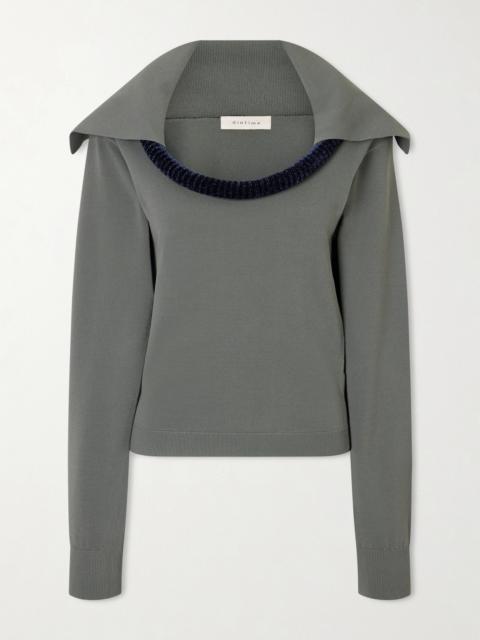 diotima Caicos Velvet-trimmed Jersey Stretch-top