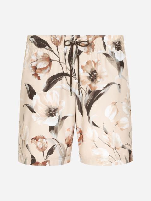 Dolce & Gabbana Mid-rise swim trunks with floral print
