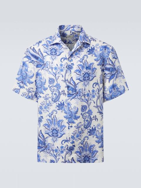 Etro Printed linen bowling shirt