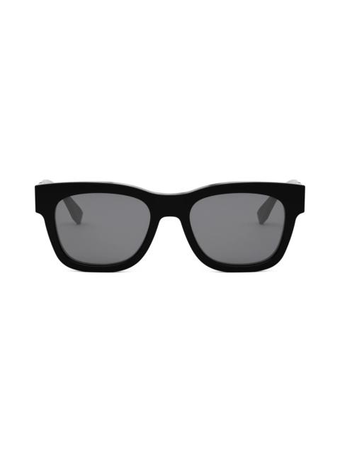 'Fendi Diagonal 51mm Square Sunglasses in Shiny Black /Smoke