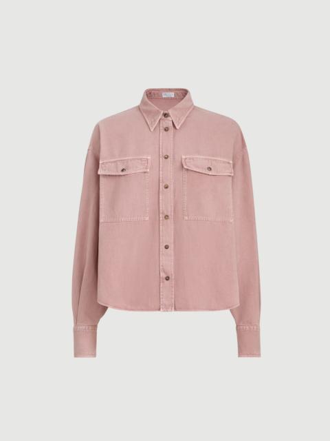 Brunello Cucinelli Garment-dyed shirt in cotton and linen cover