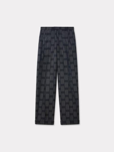 KENZO 'KENZO Weave' straight pleated tailored pants in wool and cotton