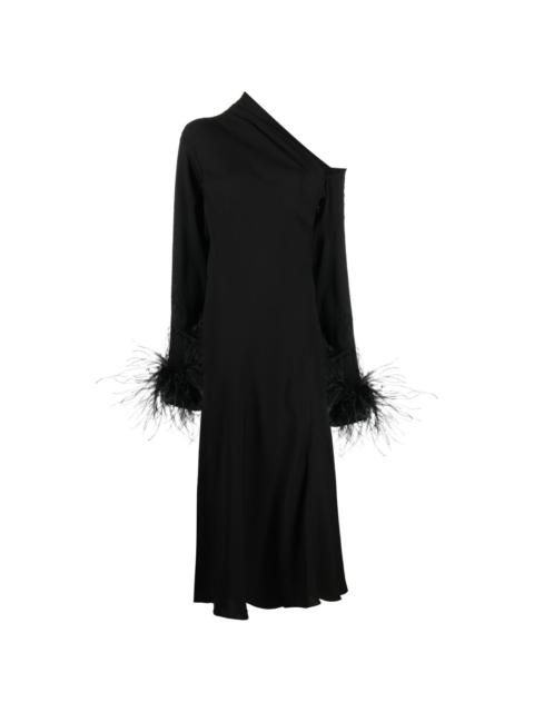 16ARLINGTON feather-trim one-shoulder dress