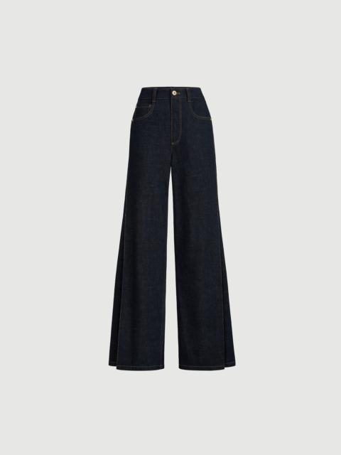 Brunello Cucinelli No-fade denim loose flared trousers with monili