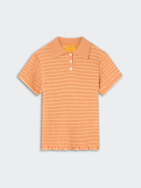 GUEST IN RESIDENCE Smocked Shrunken Polo