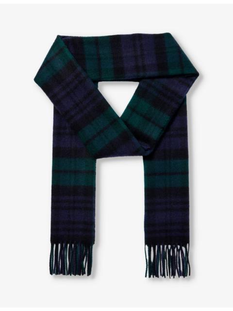 Johnstons of Elgin Tartan fringed-trim cashmere scarf