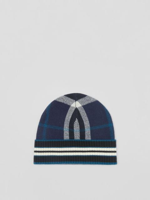 Burberry Check and Stripe Cashmere Beanie