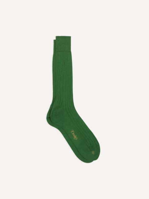 Drake's Green Cotton Mid-Calf Socks