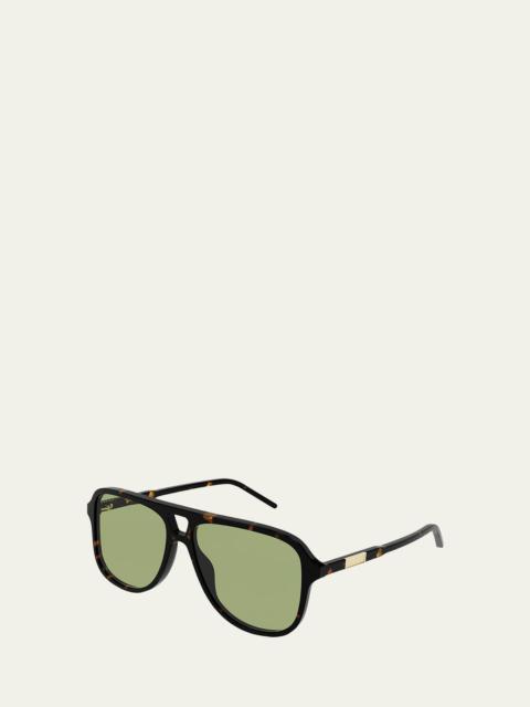 Men's Logo Plaqué Aviator Sunglasses