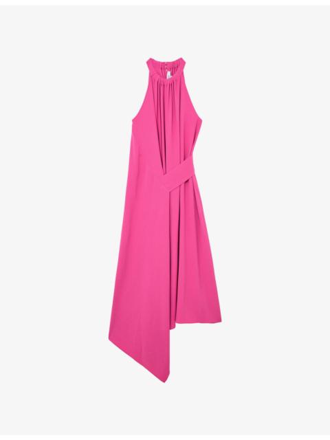 REISS Maeve Drape-Detail Sleeveless Woven Midi Dress