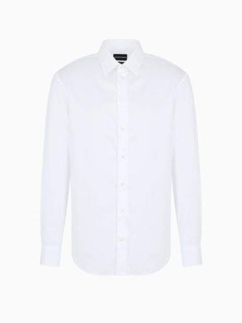 EMPORIO ARMANI Modern-fit, stretch-cotton, non-iron shirt with a stiff collar