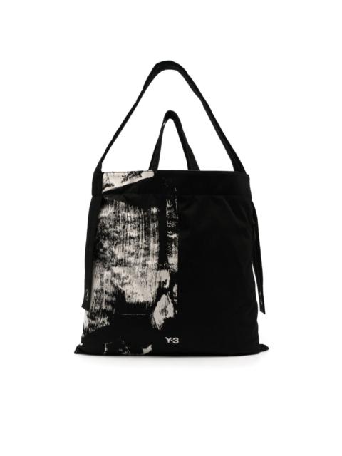 logo-print recycled polyester tote bag