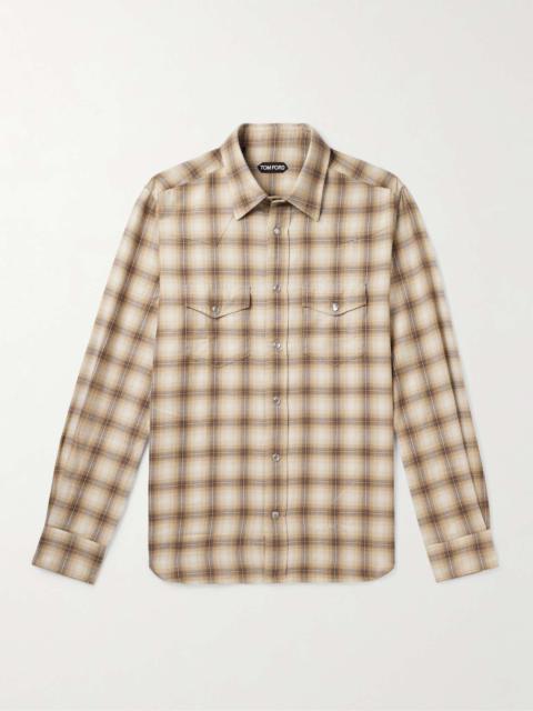 Checked Cotton-Blend Western Shirt