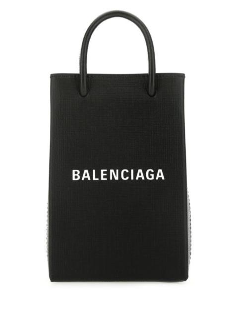 BALENCIAGA Black leather phone case