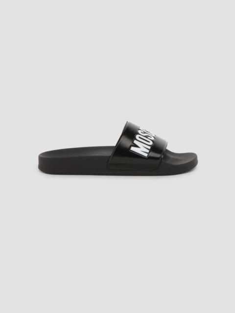 Moschino Men's Logo Pool Slides - Black