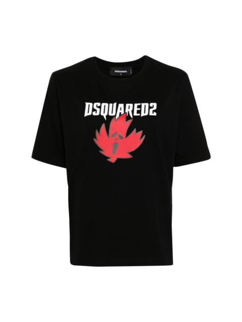 Horror maple leaf-print T-shirt