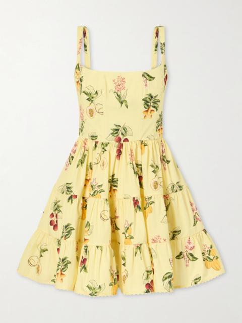 Agua by Agua Bendita Granadilla Tiered Floral-print Cotton-poplin Mini Dress