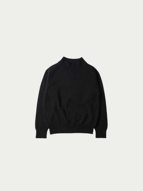 MARGARET HOWELL Mock Neck Jumper - Black Geelong Lambswool