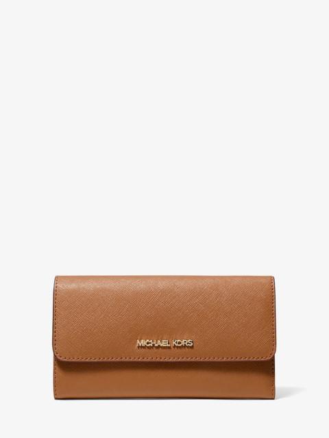 MICHAEL KORS Jet Set Travel Crossgrain Leather Tri-Fold Wallet