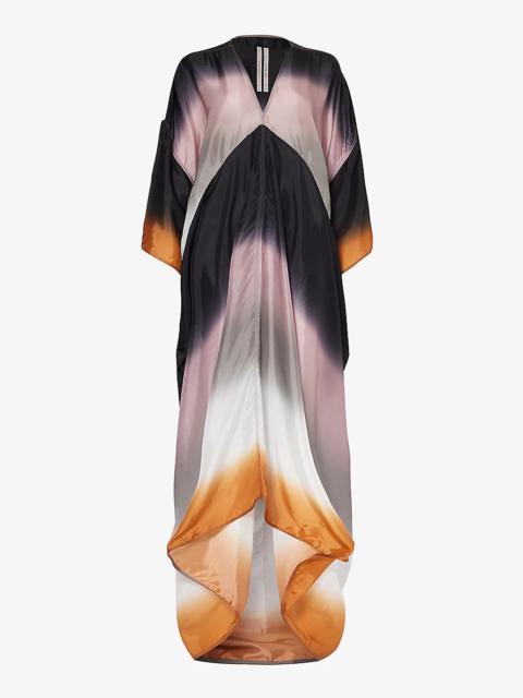 V-neck graphic-print satin maxi dress