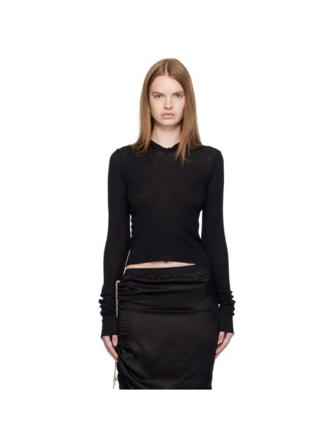 Rick Owens Black Concordians Cropped Rib LS Hoodie