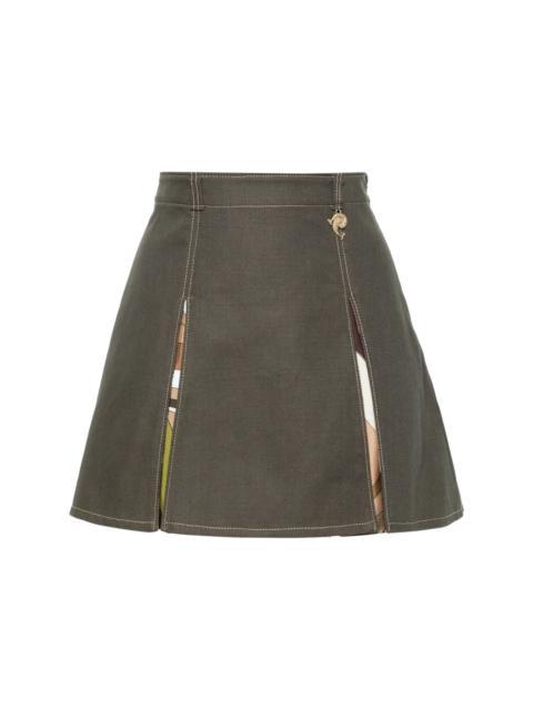 box-pleated twill miniskirt