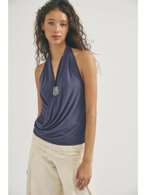FREE PEOPLE Cupro Cowl Neck Halter Top