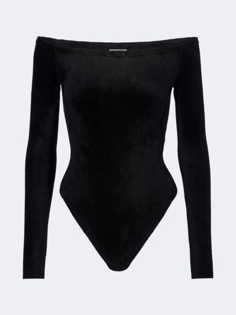 Alaïa Off-shoulder velvet bodysuit