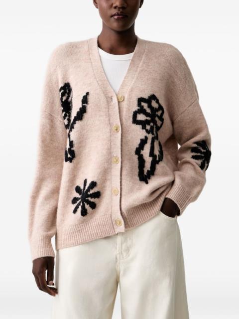 SCOTCH & SODA floral-intarsia knitted oversized-fit cardigan