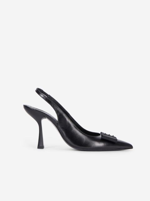 The Kooples BLACK LEATHER SLINGBACK PUMPS