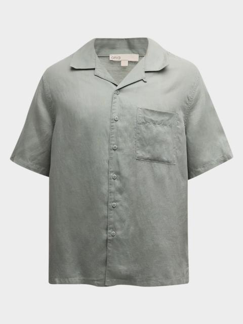 onia Men's Air Linen Convertible Collar Short-Sleeve Shirt