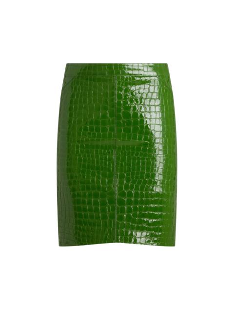 GLOSSY CROCO EMBOSSED GOAT LEATHER SKIRT